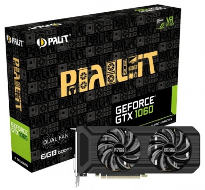 Видеокарта Palit PCI-E PA-GTX1060 DUAL 6G nVidia GeForce GTX 1060 6144Mb 192bit GDDR5 1506/8000 DVIx1/HDMIx1/DPx3/HDCP Ret