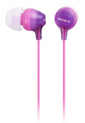 Гарнитура вкладыши Sony MDR-EX15AP 1.2м фиолетовый проводные (в ушной раковине)