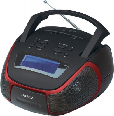 Аудиомагнитола Supra BB-25MUS черный/красный 1.5Вт/MP3/FM(dig)/USB/SD