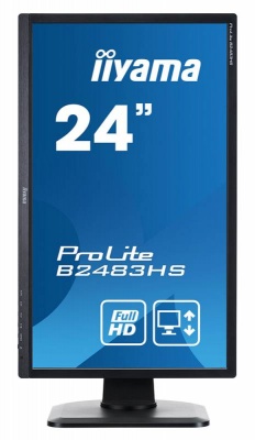 Монитор Iiyama 24" ProLite B2483HS-B1 черный TN+film LED 2ms 16:9 DVI HDMI M/M матовая HAS Pivot 250cd 170гр/160гр 1920x1080 D-Sub FHD 5.1кг