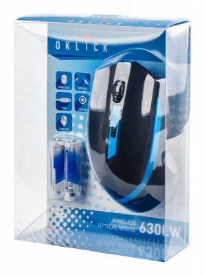 Мышь Oklick 630LW черный/голубой оптическая (1600dpi) беспроводная USB игровая (5but)