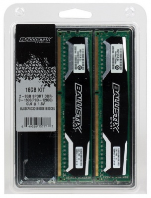 Память DDR3 2x8Gb 1600MHz Crucial BLS2CP8G3D1609DS1S00CEU RTL PC3-12800 CL9 DIMM 240-pin 1.5В kit
