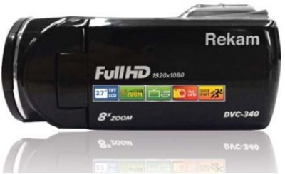Видеокамера Rekam DVC-340 черный IS el 2.7" 1080p SD+MMC Flash/Flash
