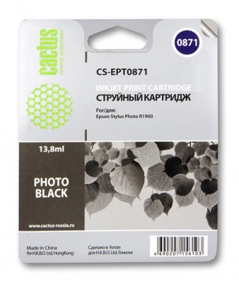 Картридж струйный Cactus CS-EPT0871 черный (13.8мл) для Epson Stylus Photo R1900
