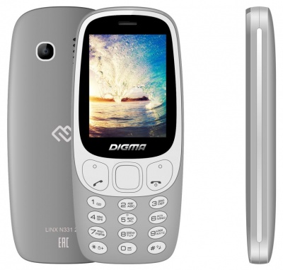Мобильный телефон Digma N331 2G Linx 32Mb серый моноблок 2Sim 2.44" 240x320 0.08Mpix GSM900/1800 FM microSD max16Gb