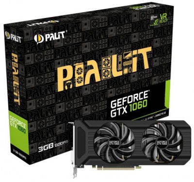 Видеокарта Palit PCI-E PA-GTX1060 DUAL 3G nVidia GeForce GTX 1060 3072Mb 192bit GDDR5 1506/8000 DVIx1/HDMIx1/DPx3/HDCP Ret