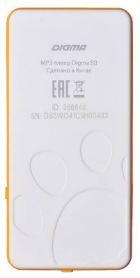 Плеер Flash Digma S3 4Gb белый/оранжевый/1.8"/FM/microSD