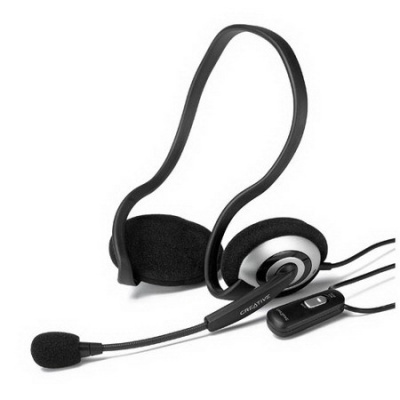 Наушники с микрофоном Creative HS-390 серебристый/черный 2.5м накладные шейный обод (51MZ0305AA005)