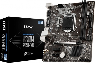 Материнская плата MSI H310M PRO-VD Soc-1151v2 Intel H310 2xDDR4 mATX AC`97 8ch(7.1) GbLAN+VGA+DVI