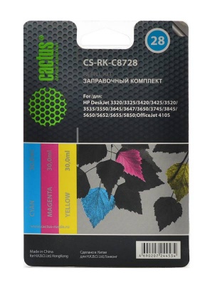 Заправочный набор Cactus CS-RK-C8728 многоцветный90мл для HP DJ 3320/3325/3420/3425/3520/OJ 4105