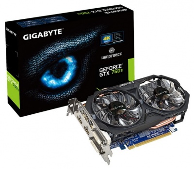 Видеокарта Gigabyte PCI-E GV-N75TOC-2GI nVidia GeForce GTX 750Ti 2048Mb 128bit GDDR5 1033/5400 DVIx1/HDMIx2/HDCP Ret
