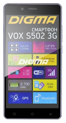 Смартфон Digma VOX S502 3G 8Gb 1Gb серый титан моноблок 3G 2Sim 5.5" 720x1280 Android 5.1 8Mpix WiFi BT GPS GSM900/1800 GSM1900 TouchSc MP3 VidConf FM A-GPS microSDHC max128Gb